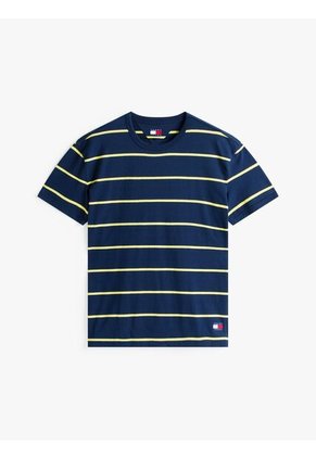 Camiseta Gris De Rayas Y Cuello Redondo Tommy Jeans