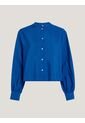 Camisa Sin Cuello Con Corte Cropped Mujer Azul Tommy Hilfiger de Tommy Hilfiger