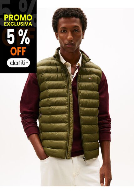Chaleco Verde Plegable En Tejido Que Repele El Agua Tommy Hilfiger