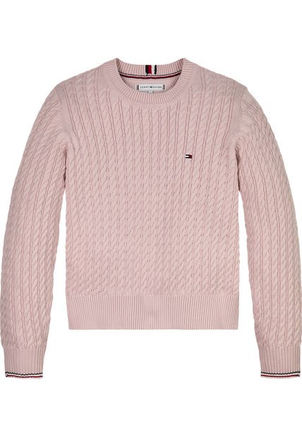 Saco Rosado De Punto Canal Global Stripe Para Niña Tommy Hilfiger