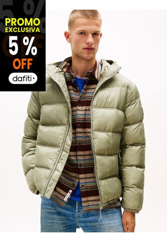 Chaqueta Beige Acolchada Con Capota Y Logo Tonal Tommy Jeans Tommy Hilfiger