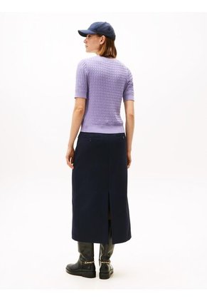 Saco Morado Con Tejido Cable Y Logo Gráfico Tommy Hilfiger