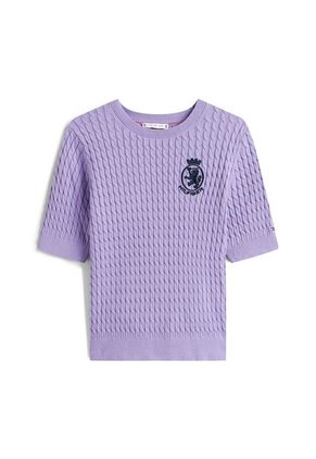 Saco Morado Con Tejido Cable Y Logo Gráfico Tommy Hilfiger