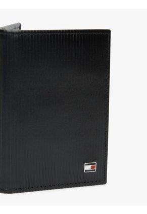 Billetera Negra De Cuero Con Monedero Y Logo Tommy Hilfiger
