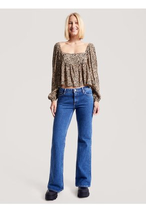 Blusa Multicolor Con Estampado De Leopardo Y Péplum Tommy Jeans