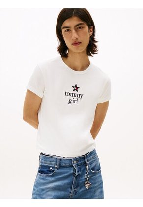Camiseta Blanca De Corte Regular Tommy Girl Tommy Jeans