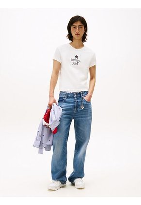 Camiseta Blanca De Corte Regular Tommy Girl Tommy Jeans