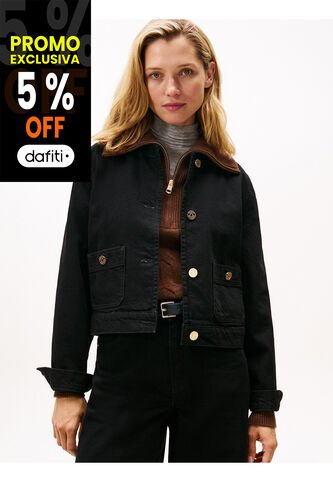 Chaqueta Negra Denim Negra Con Logo  Tommy Hilfiger Tommy Hilfiger