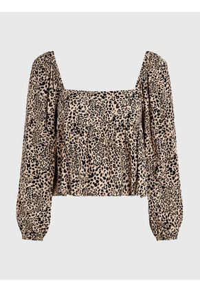 Blusa Multicolor Con Estampado De Leopardo Y Péplum Tommy Jeans