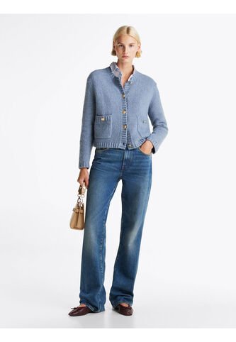 Cárdigan Celeste Texturizado Con Botones Dorados Tommy Hilfiger Tommy Hilfiger
