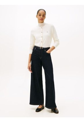 Cárdigan Blanco De Cuello Redondo Con Logo Tommy Hilfiger