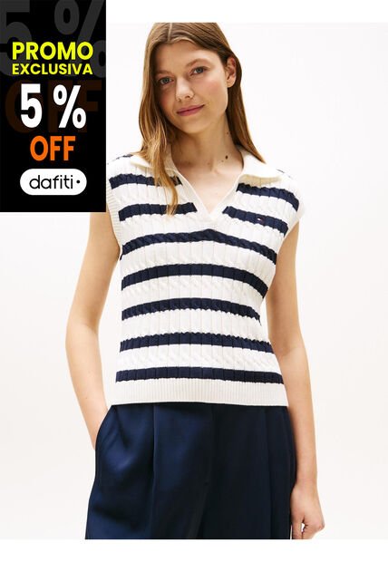 Polo Multicolor De Punto Trenzado Sin Mangas Tommy Hilfiger