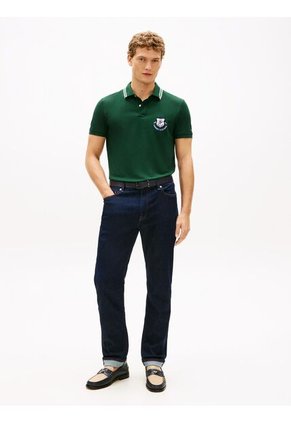 Polo Verde De Corte Regular Con Escudo Tommy Hilfiger