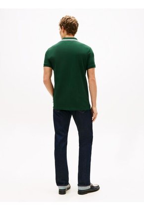Polo Verde De Corte Regular Con Escudo Tommy Hilfiger