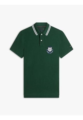 Polo Verde De Corte Regular Con Escudo Tommy Hilfiger