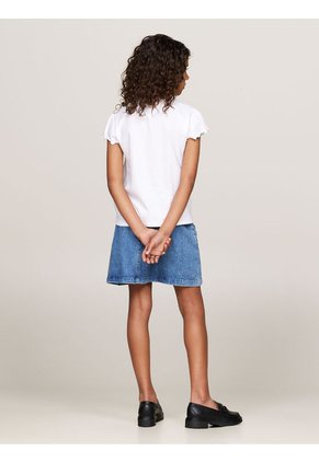 Camiseta Blanca Con Logo Floral Para Niña Tommy Hilfiger