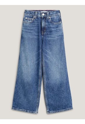 Jeans Azul Niña Con Pierna Ancha Y Lavado Oscuro Tommy Hilfiger