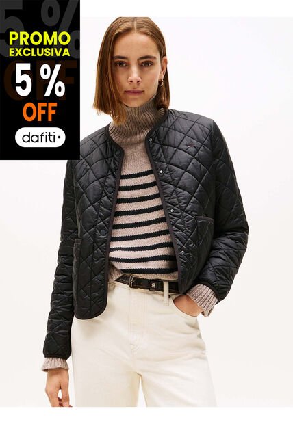 Chaqueta Negra Acolchada Ligera Y Repelente Al Agua Tommy Hilfiger