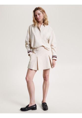 Camisa Corta Extragrande Con Rayas Globales Mujer Beige Tommy Hilfiger Tommy Hilfiger