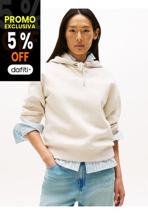 Buzo Blanco Con Capota, Cordón Y Logo Bordado Tommy Hilfiger