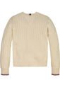 Saco Beige De Punto Canal Global Stripe Para Niña Tommy Hilfiger de Tommy Hilfiger