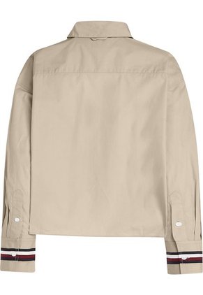 Camisa Corta Extragrande Con Rayas Globales Mujer Beige Tommy Hilfiger