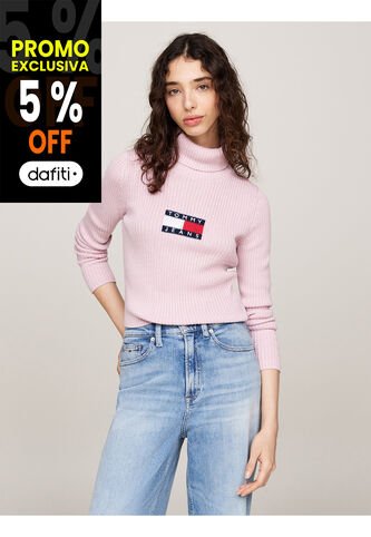 Saco Rosa Slim De Cuello Alto Y Mezcla De Lana Tommy Jeans Tommy Hilfiger