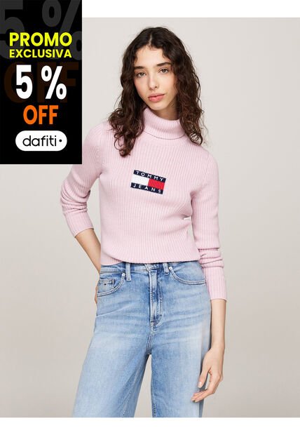 Saco Rosa Slim De Cuello Alto Y Mezcla De Lana Tommy Jeans