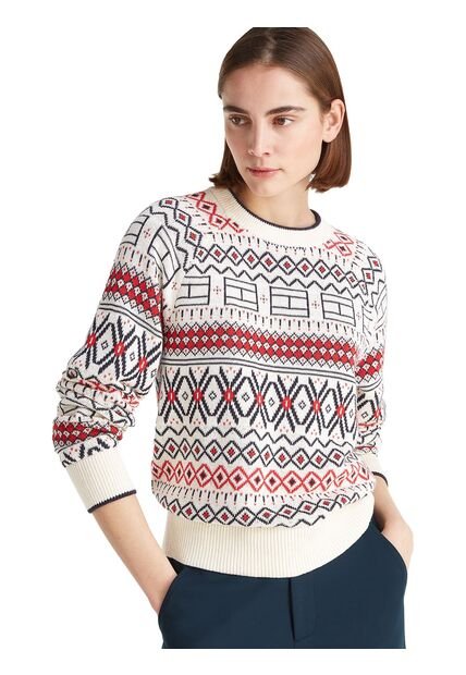 Cárdigan Blanco Cuello V Con Diseño AOP Fair Isle Tommy Hilfiger
