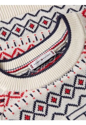 Cárdigan Blanco Cuello V Con Diseño AOP Fair Isle Tommy Hilfiger
