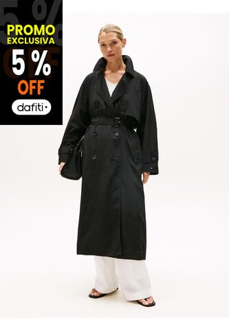 Gabardina Negra Ligera De Corte Oversize Tommy Hilfiger Tommy Hilfiger