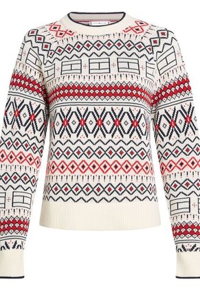 Cárdigan Blanco Cuello V Con Diseño AOP Fair Isle Tommy Hilfiger