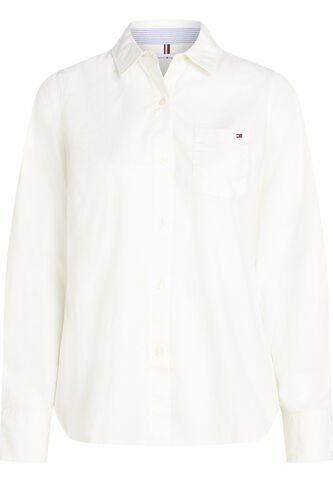 Camisa Blanca Oxford Manga Larga Con Logo Tommy Hilfiger Tommy Hilfiger