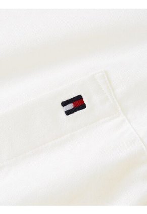 Camisa Blanca Oxford Manga Larga Con Logo Tommy Hilfiger