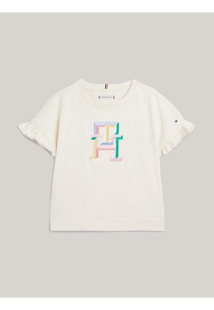 Camiseta Niña Blanca Con Monogram Th Tommy Hilfiger