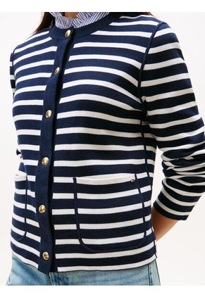 Cárdigan Azul Con Diseño De Rayas Tommy Hilfiger