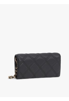 Billetera Negra Acolchada Con Monograma TH Y Correa Tommy Hilfiger