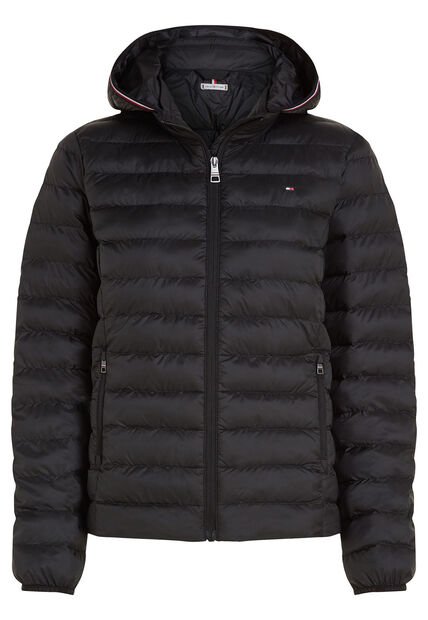Chaqueta Negra Acolchada Con Logo Bordado Tommy Hilfiger
