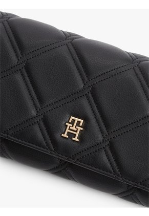 Billetera Negra Acolchada Con Monograma TH Y Correa Tommy Hilfiger