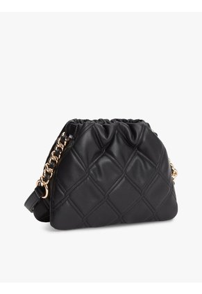 Bolso Negro Mensajero Acolchado Con Cadena Y Monograma Tommy Hilfiger