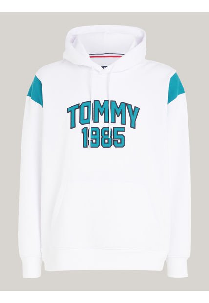 Buzo Blanco Varsity Amplio Con Gorro Y Logo Tommy Jeans