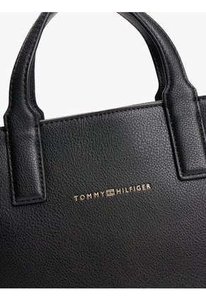 Bolso Negro Tote Con Correa Cruzada Textil Tommy Hilfiger