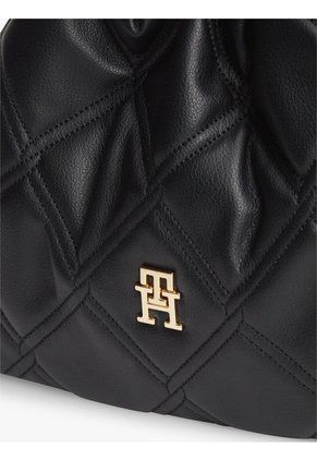 Bolso Negro Mensajero Acolchado Con Cadena Y Monograma Tommy Hilfiger