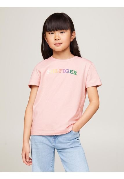 Camiseta Rosa Con Logo Del Monotipo Para Niña Tommy Hilfiger