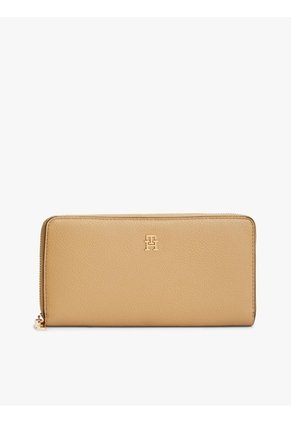 Billetera Beige Grande TH Icon Con Insignia Metalizada Tommy Hilfiger