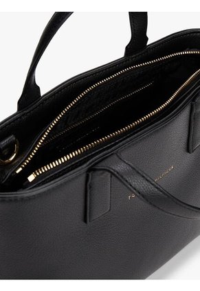 Bolso Negro Tote Con Correa Cruzada Textil Tommy Hilfiger