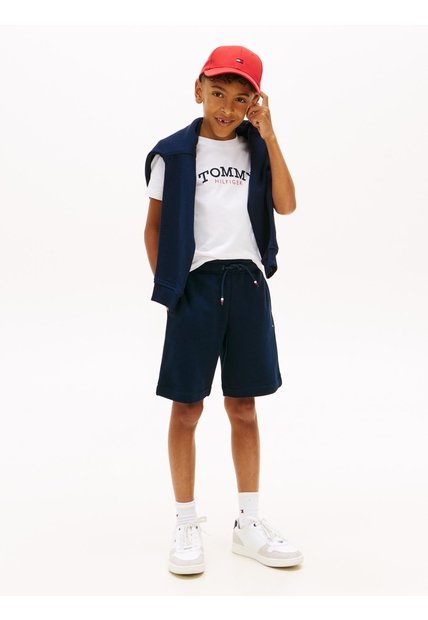 Conjunto Blanco De Camiseta Y Bermudas Tommy Hilfiger