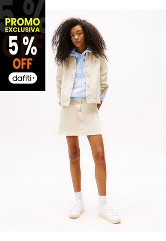 Chaqueta Beige Denim Teñida En Prenda Tommy Jeans Tommy Hilfiger