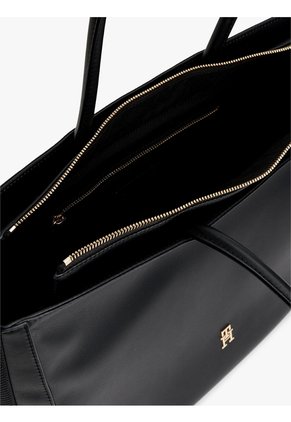 Bolso Negro Tote Tommy Icons Con Inscripción Tommy Hilfiger