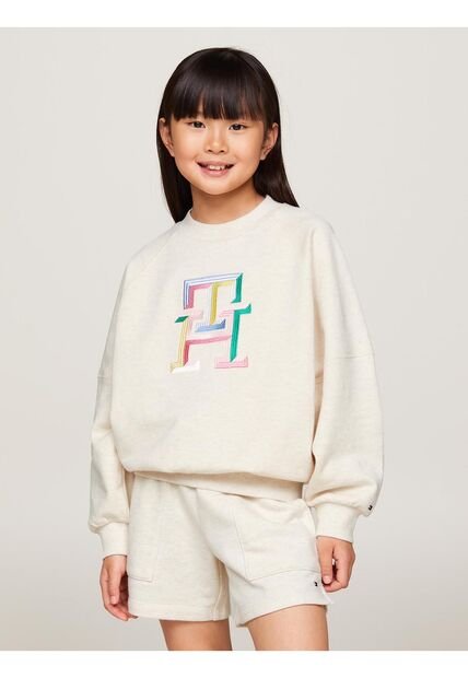 Saco Beige Monogram De Corte Regular Para Niña Tommy Hilfiger